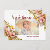 Bohoフローラカスタム写真卒業 サンキューカード (正面/裏面)