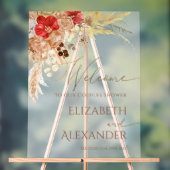 Bohoフローラカップルシャワー歓迎アクリルサイン アクリルサイン (ニュートラル)