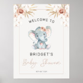 Bohoフローラガールズエレファントベビーシャワーへようこそ ポスター (正面)