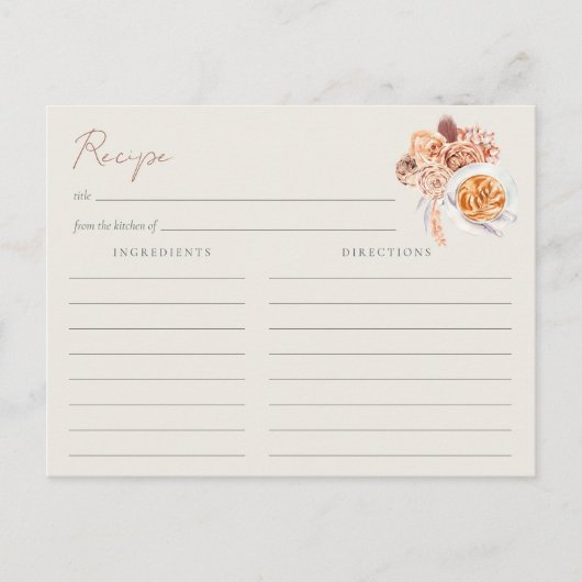 Bohoフローラコーヒーカップブライダルシャワーレシピカード ポストカード (正面)