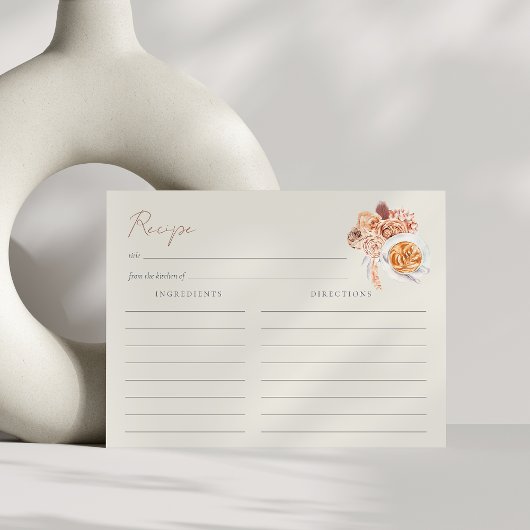Bohoフローラコーヒーカップブライダルシャワーレシピカード ポストカード