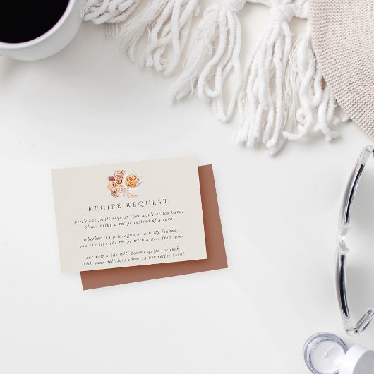 Bohoフローラコーヒーブライダルシャワーレシピ要求 エンクロージャーカード