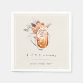 Bohoフローラコーヒー「愛は醸造」ブライダルシャワー スタンダードカクテルナプキン (正面)