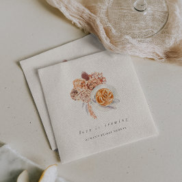 Bohoフローラコーヒー「愛は醸造」ブライダルシャワー スタンダードカクテルナプキン