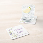 Bohoフローラサンキューパープルワイルドフラワー結婚ズ スクエアペーパーコースター (インサイチュ)