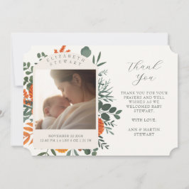 Bohoフローラサンキューベビー誕生発表 招待状