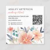 Bohoフローラシックqrコードロゴヘアメイクアップ スクエア名刺 (裏面)