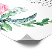 Bohoフローラシーティングチャートプリント。ボヘミ結婚アン ポスター (角)