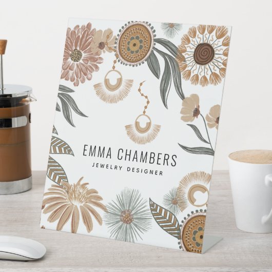 Bohoフローラジュエリーデザイナーペデスタルサイン 台座サイン (インサイチュ)