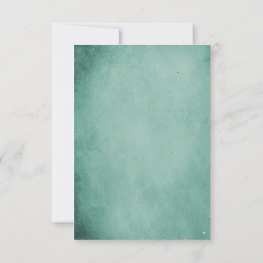 Bohoフローラスカルのターコイズの背景結婚の 出欠カード (裏面)