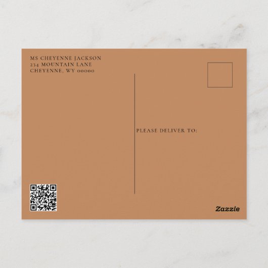 Bohoフローラスカルウェスタンウェディング日付を保存 ポストカード (裏面)