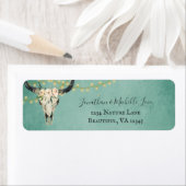 Bohoフローラスカル、String Lightsターコイズアドレス ラベル (インサイチュ)