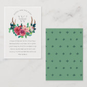 Bohoフローラスタッグ〔雄ジカの〕枝角ブックスベイビーシャワー エンクロージャーカード (正面/裏面)