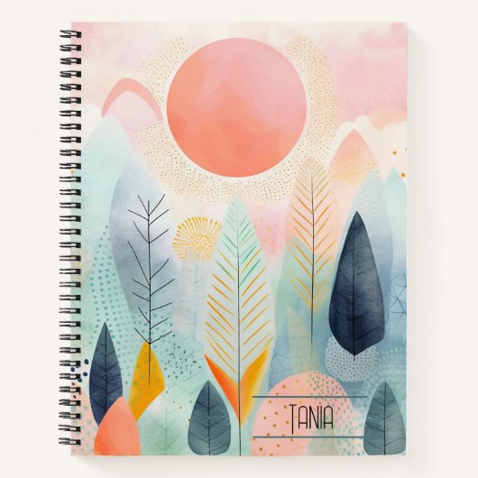 Bohoフローラスパイラルノート – カスタム ノートブック (正面)