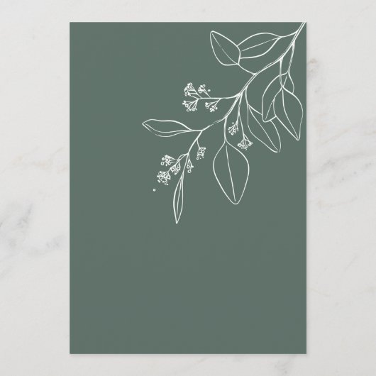 Bohoフローラセージ結婚グリーンのシーティングチャートカード 招待状 (裏面)