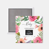 Bohoフローラソノグラム妊娠発表 マグネット (正面/裏面)