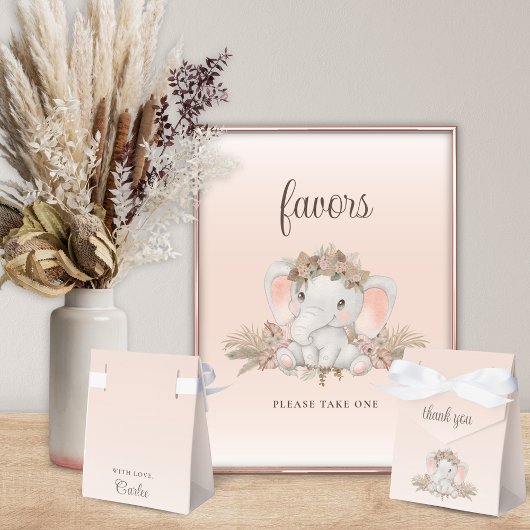 Bohoフローラゾウ赤ちゃんシャワーありがとう フェイバーボックス
