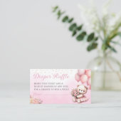 Bohoフローラテディベアおむつラッフルベビーシャワー エンクロージャーカード (スタンド正面)