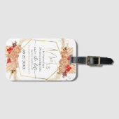 BohoフローラテラコッタGildedスクリプト日付を保存 ラゲッジタグ (正面横)