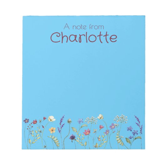 Bohoフローラデイジー水彩turguoiseメモ帳 ノートパッド (正面)