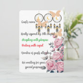 Bohoフローラドリームキャッチャー結婚式RSVPカード (スタンド正面)