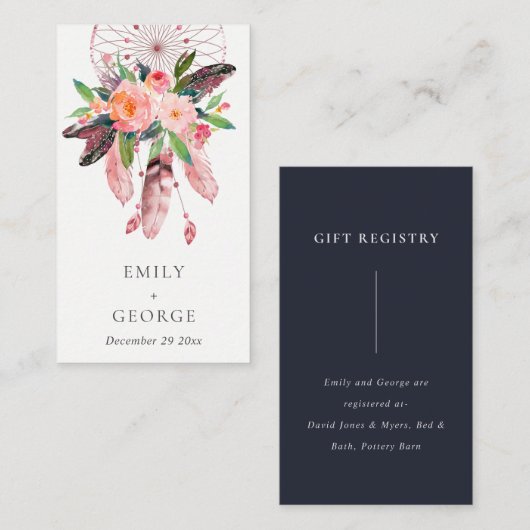 BOHOフローラドリームキャッ結婚チャーのギフトレジストリ 名刺 (正面/裏面)