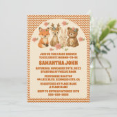 Bohoフローラニットウッドランド動物ベビーシャワー 招待状 (スタンド正面)