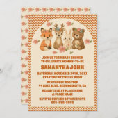 Bohoフローラニットウッドランド動物ベビーシャワー 招待状 (正面/裏面)