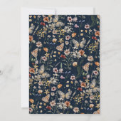 Bohoフローラネイビー日付の保存 セーブザデート (裏面)