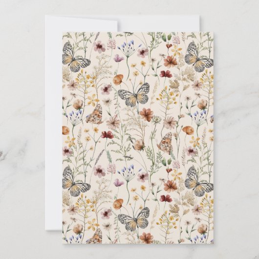 Bohoフローラバタフライベビーシャワー 招待状 (裏面)