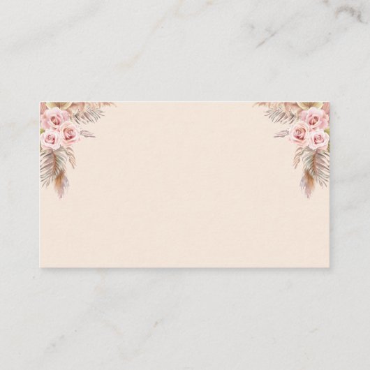 Bohoフローラパンパスグラスブック赤ちゃんシャワー エンクロージャーカード (裏面)