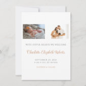 Bohoフローラパンパスグラス写真誕生のお知らせ サンキューカード (裏面)