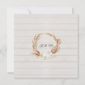 BOHOフローラパンパヤシの葉結婚の木 招待状 (裏面)