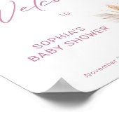 Bohoフローラピンクカボチャ赤ちゃんシャワーへようこそ ポスター (角)