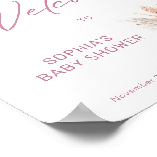 Bohoフローラピンクカボチャ赤ちゃんシャワーへようこそ ポスター (角)