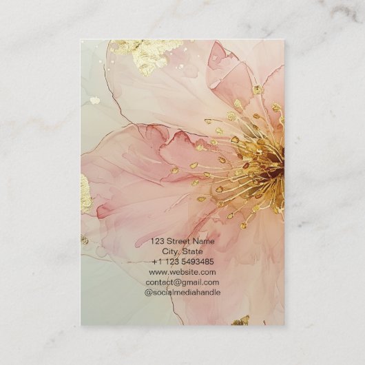 Bohoフローラピンクハンドメイドジュエリーイヤリングディスプレイ 名刺 (裏面)