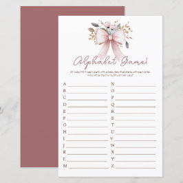 Bohoフローラピンクボウガールベビーシャワーアルファベット