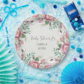 BOHOフローラピンクローズファーン葉ズボヘミアン自然 ペーパープレート (パーティー)