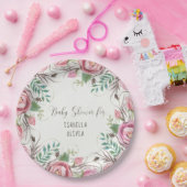 BOHOフローラピンクローズファーン葉ズボヘミアン自然 ペーパープレート (パーティー)