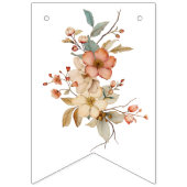 Bohoフローラピンク文字の白い赤ちゃんシャワー バンティングフラッグ (第1の旗)