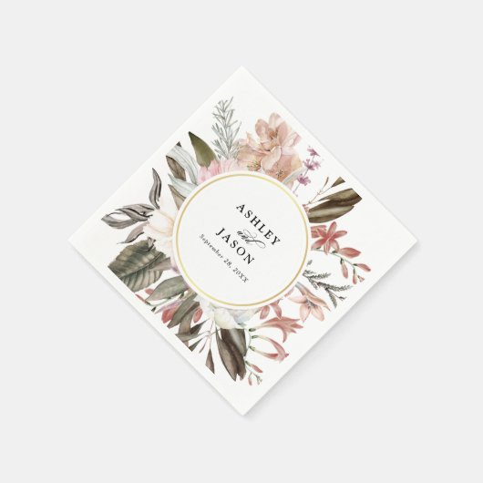 Bohoフローラファンタジー水結婚色 スタンダードカクテルナプキン (角)