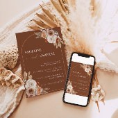 BohoフローラフォトウェディングInvite Pampas Grass 招待状