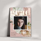 Bohoフローラフォトフォイル卒業発表 箔招待状