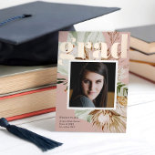 Bohoフローラフォトフォイル卒業発表 箔招待状