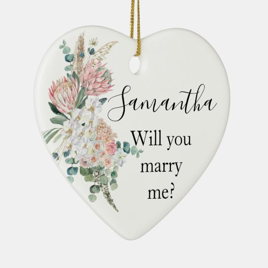 Bohoフローラフラワーは私の提案と結婚 セラミックオーナメント (右)