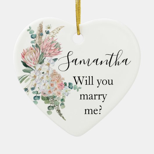 Bohoフローラフラワーは私の提案と結婚 セラミックオーナメント (正面)