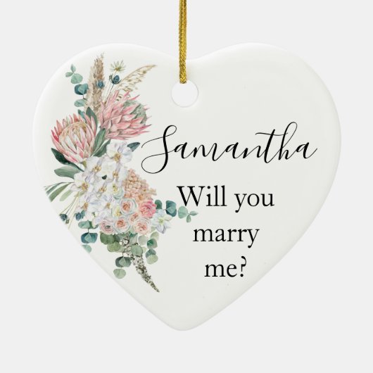 Bohoフローラフラワーは私の提案と結婚 セラミックオーナメント (裏面)