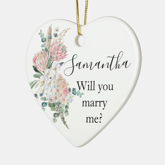 Bohoフローラフラワーは私の提案と結婚 セラミックオーナメント (左)