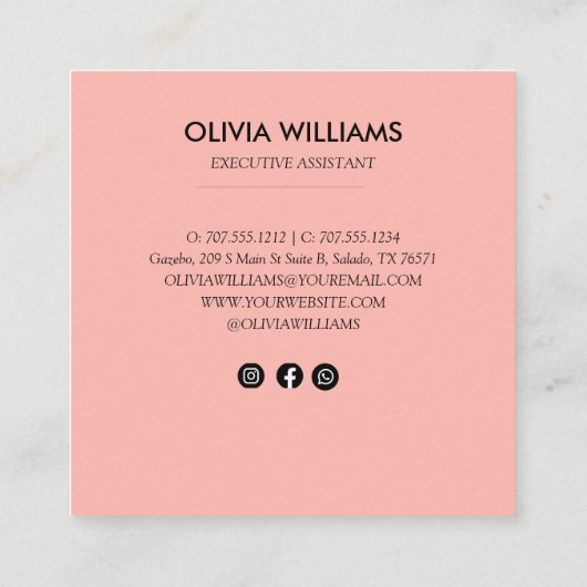 Bohoフローラフラワーズスクエア名刺 スクエア名刺 (裏面)