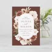 Bohoフローラフレームエレガントな結婚式 招待状 (スタンド正面)